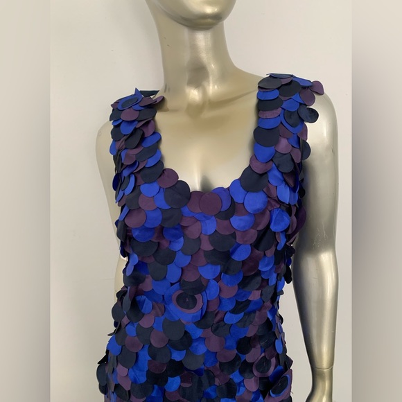 Purple and blue Taffeta leaf paillette disco 80s 90s Formal prom Dress size 6 - Picture 2 of 14